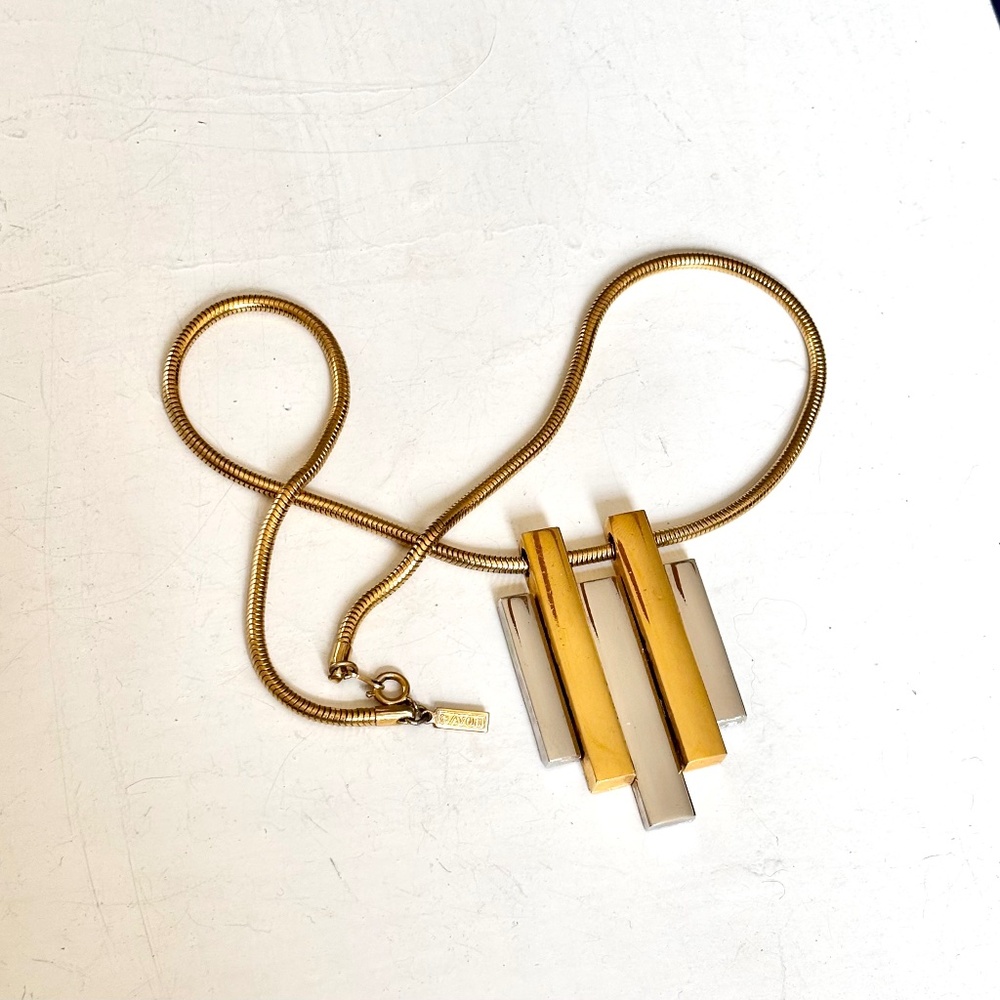 Vintage Avon Geometric Choker. Two Toned Gold Silver Necklace